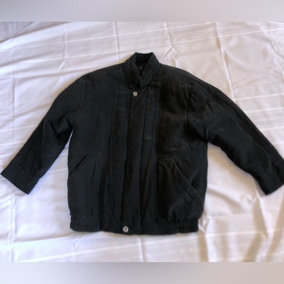 Vtg Oversized Silk Bomber Jacket - Picture 6 of 16